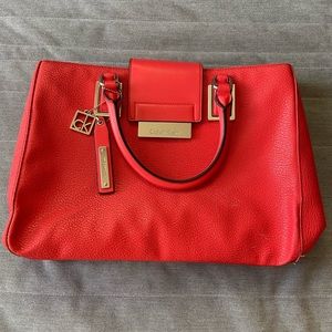 Calvin Klein Red/Orange Leather Tote Bag